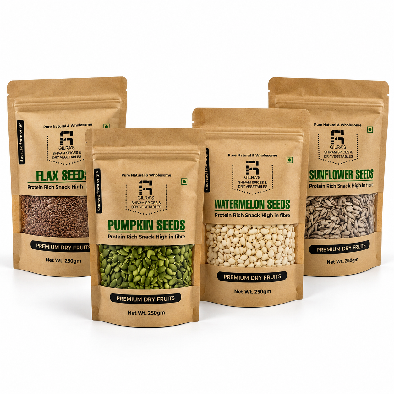 Premium 4 Seeds Combo – Flax, Pumpkin, Watermelon & Sunflower Seeds