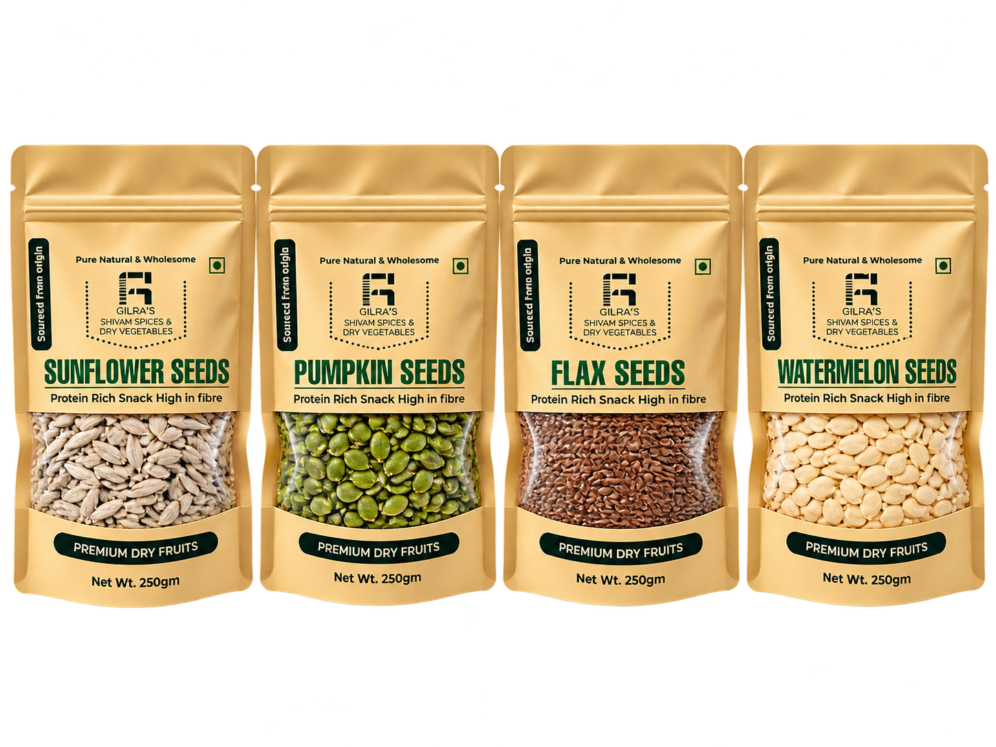 Premium 4 Seeds Combo – Flax, Pumpkin, Watermelon & Sunflower Seeds