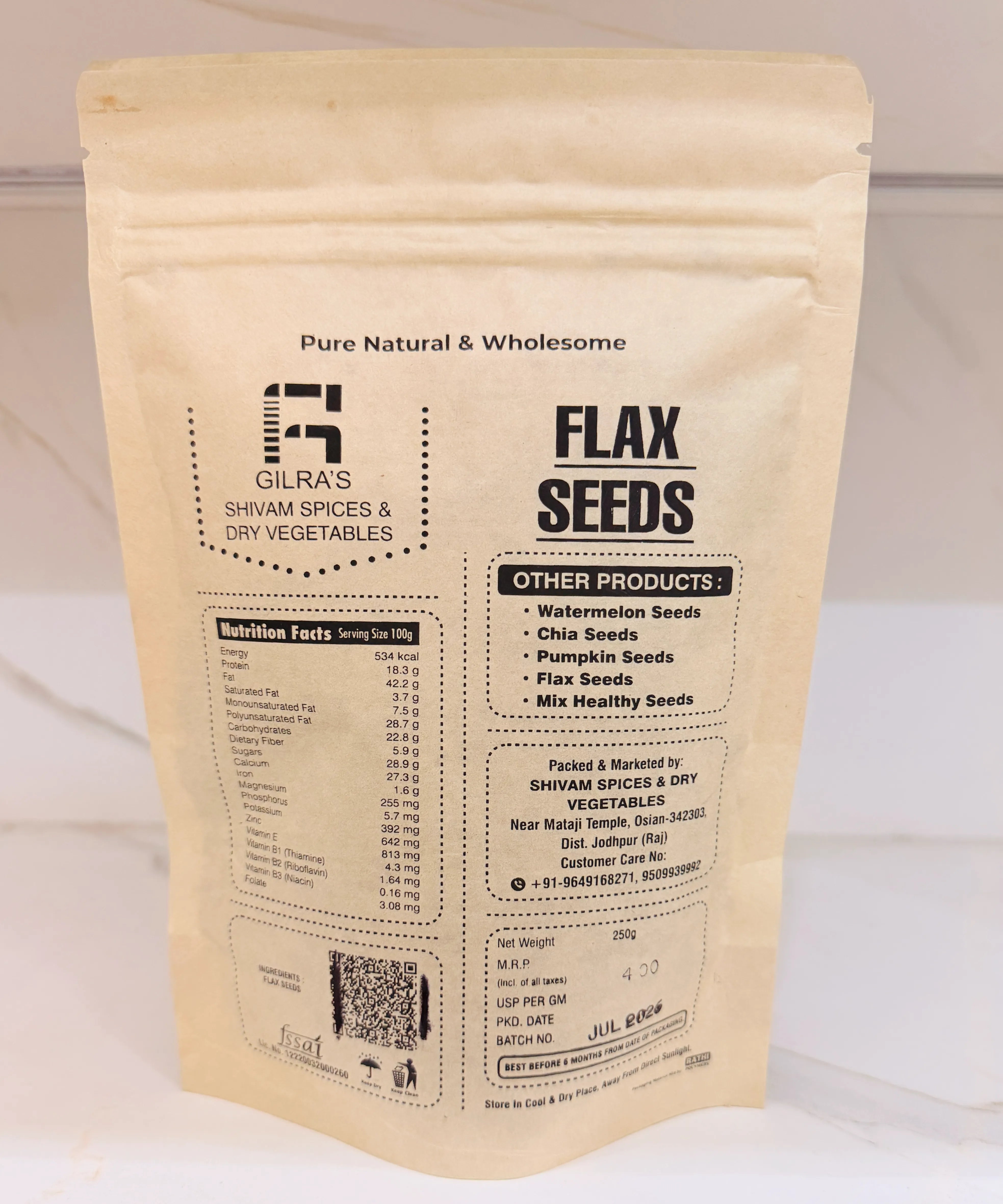 Premium Natural Flax Seeds – 250g